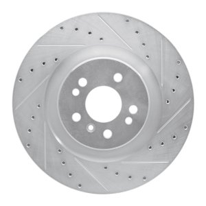 Mercedes-Benz ML320 Brake Rotor (1) - Front Right - R1 Concepts - Drilled & Slotted - Silver - `06-`12